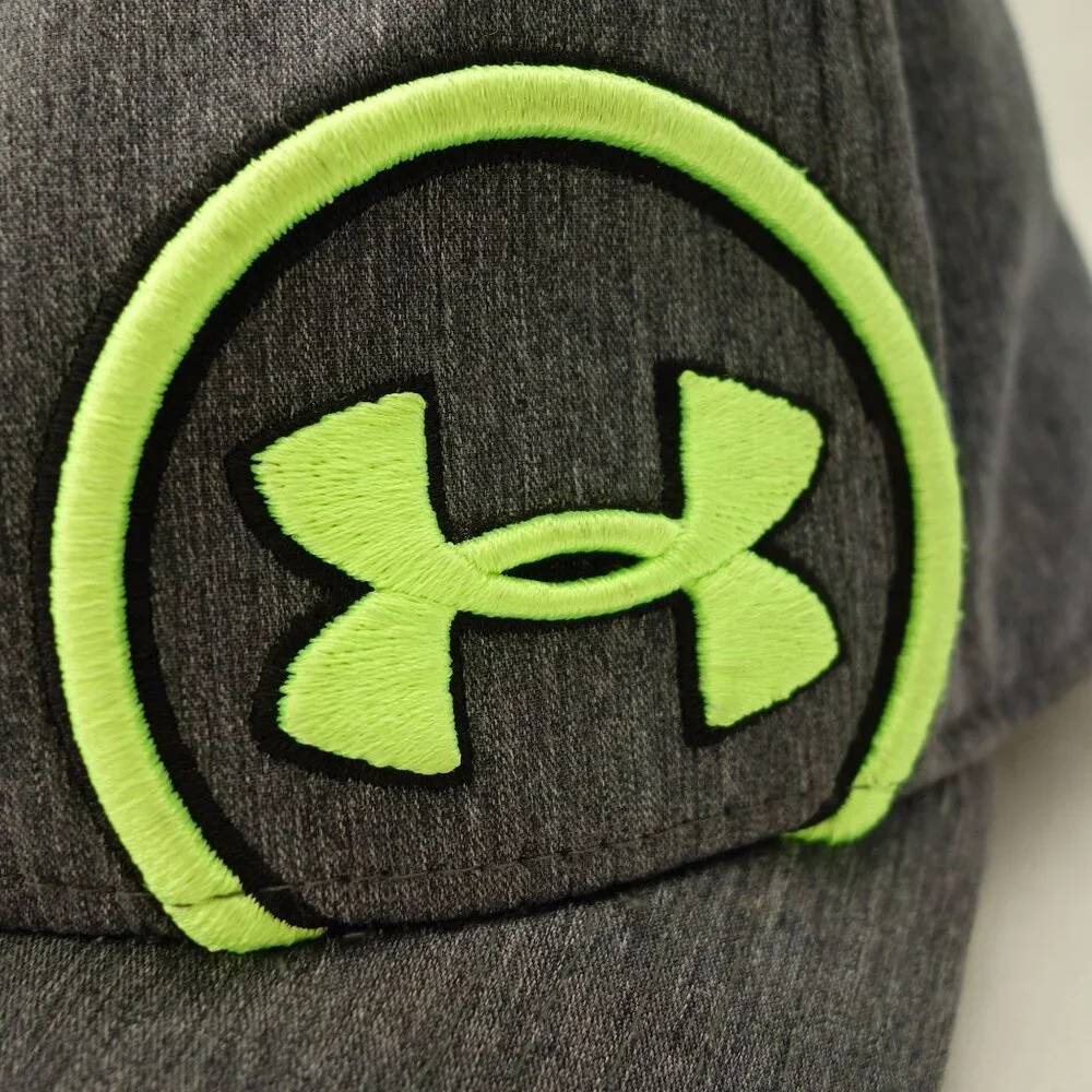 Under Armour Gray &‎ Neon Green Youth Fitted Baseball Hat Cap Sz SM / MD
